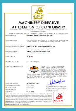 Machinery Directive Attestation Of Conformity