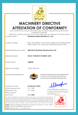Machinery Directive Attestation Of Conformity