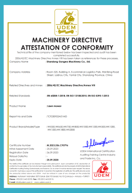 Machinery Directive Attestation Of Conformity
