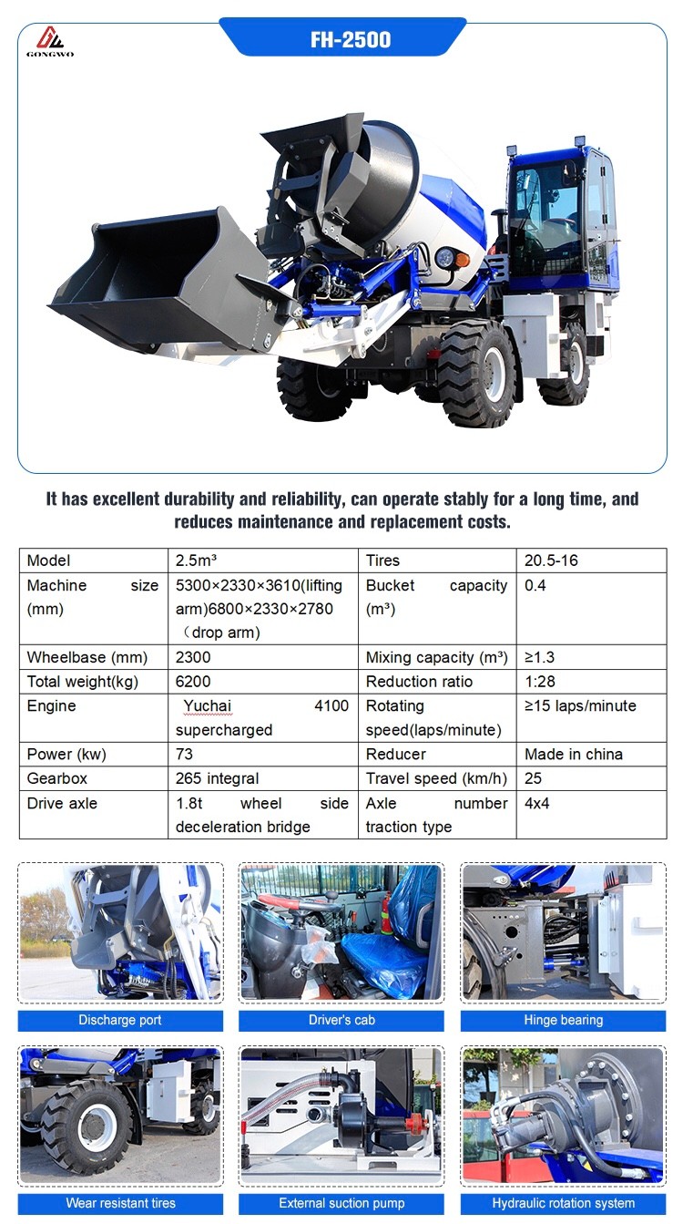 self-loading concrete mixer truck