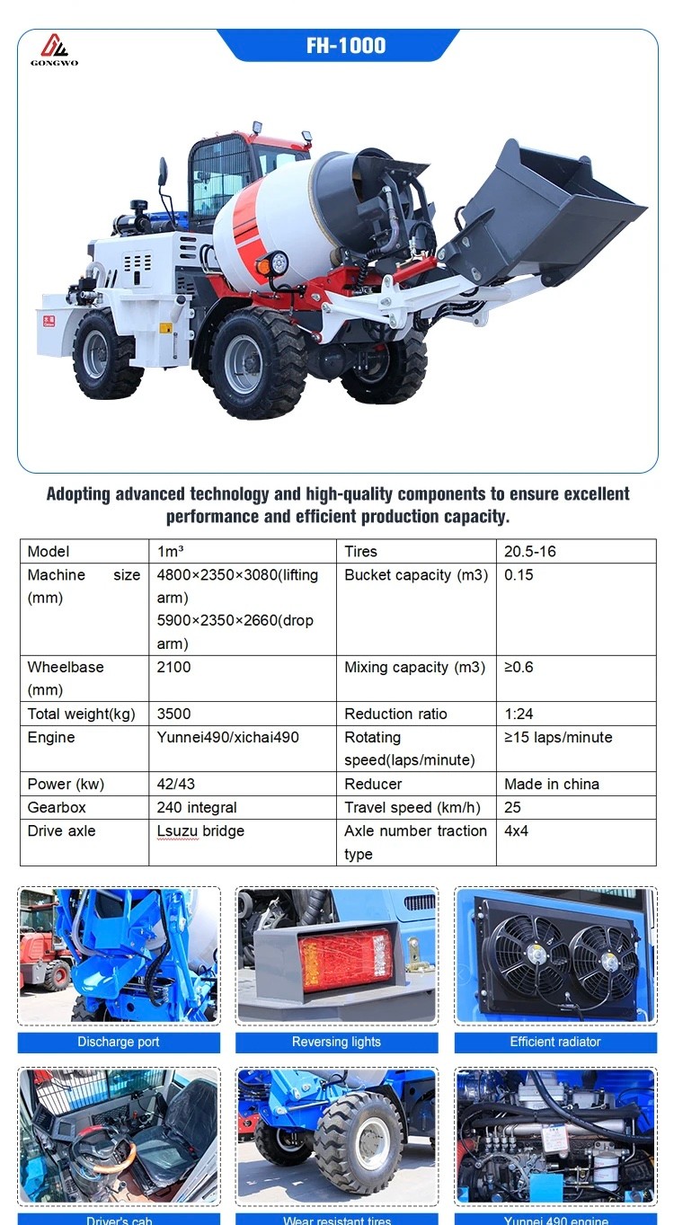 1-cubic - meter mixer truck 